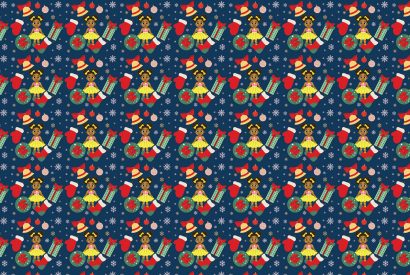 Wrapping Paper Design - young girl with Holiday themed background